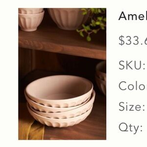 Anthropologie Latte Stoneware Pasta Bowls